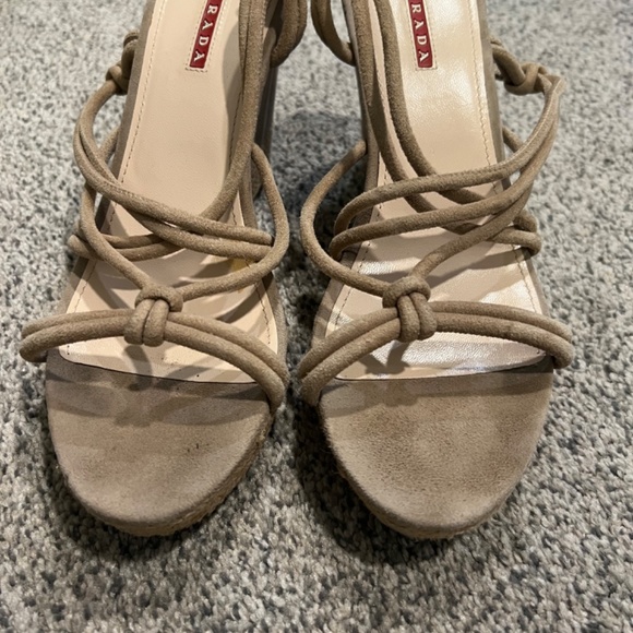 Prada Beige Suede Espadrilles Wedges - Picture 2 of 6
